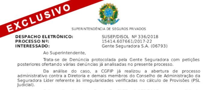Diretoria e Conselho da Seguradora Líder têm processo administrativo por irregularidades